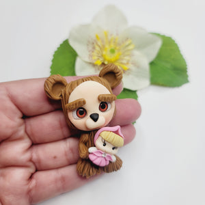 Masha Bear #409 Clay Doll for Bow-Center, Jewelry Charms, Accessories, and More