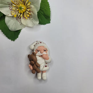 Sleepy Noel #519 Clay Doll for Bow-Center, Jewelry Charms, Accessories, and More