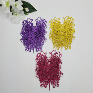 E.V.A. Wings #4 for Clays (set of 5) - 3" (in) - Purple/Hot Pink/Gold Glitter