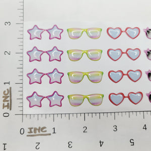 Adhesive Resin Summer Eye-Glasses for Clays V.A 20 Pairs (SM -P) 3.0 CM -Multicolor