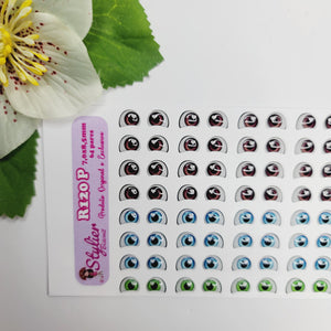 Adhesive Resin Eyes for Clays Multicolor STY R0120 P 64Pairs