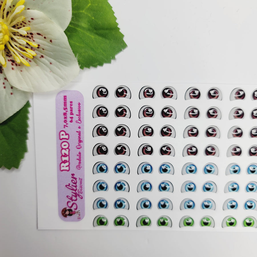 Adhesive Resin Eyes for Clays Multicolor STY R0120 P 64Pairs