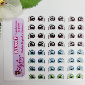 Adhesive Resin Eyes for Clays Multicolor STY R0120 P 64Pairs