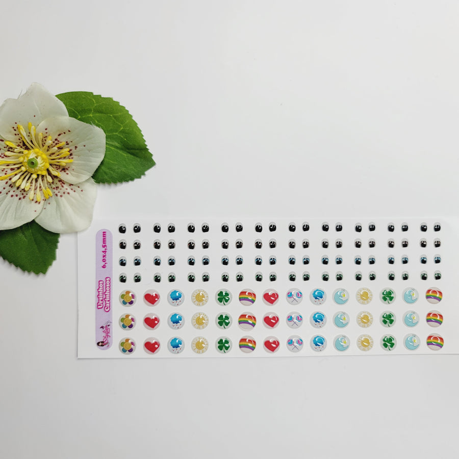 Adhesive Resin Eyes and Stickers for Clays Multicolor STY Love Bear PP Mix 40 pairs