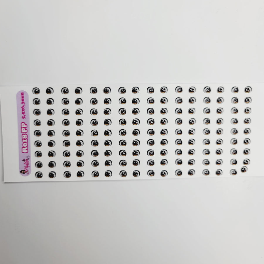 Adhesive Resin Eyes for Clays BROWN STY R018 (PP - X-SM)  72Pairs