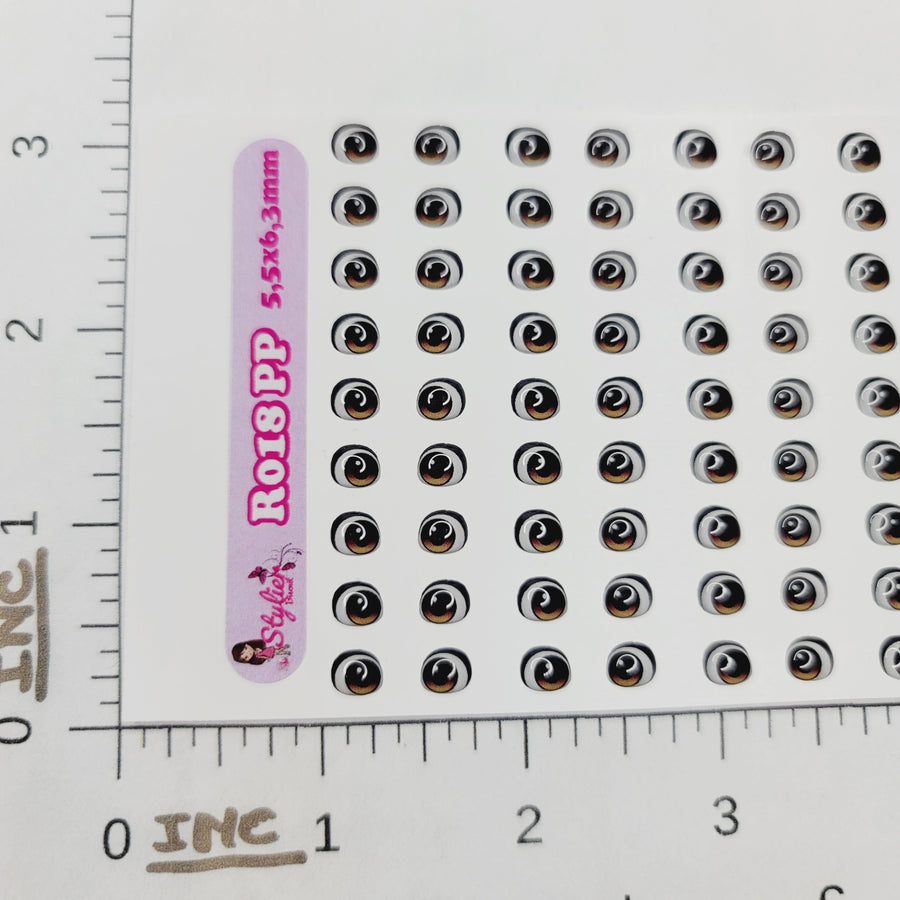 Adhesive Resin Eyes for Clays BROWN STY R018 (PP - X-SM)  72Pairs