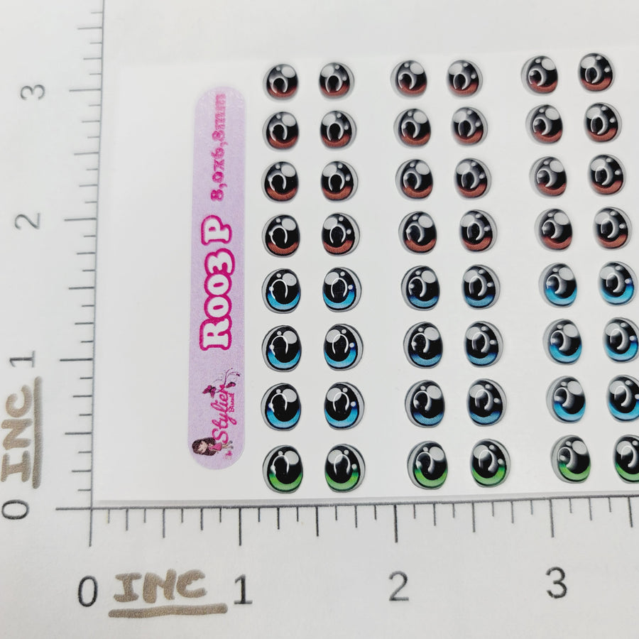 Adhesive Resin Eyes for Clays Multicolor STY R003 (P - SM) 64Pairs