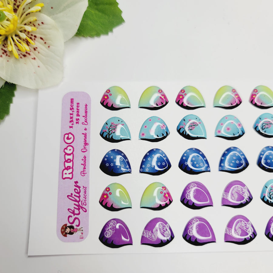 Adhesive Resin Eyeshadows for Clays Multicolor STY R116 (LG - G) 25 Pairs