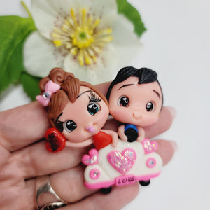 Love couple #340 Clay Doll for Bow-Center, Jewelry Charms, Accessories, and More