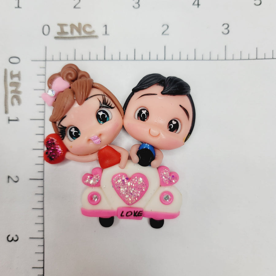 Love couple #340 Clay Doll for Bow-Center, Jewelry Charms, Accessories, and More