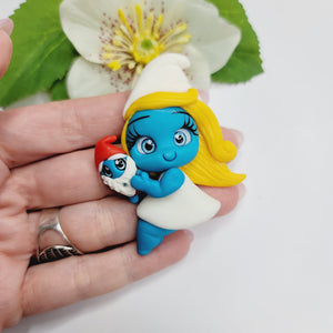 Smurffett 3 #522 Clay Doll for Bow-Center, Jewelry Charms, Accessories, and More