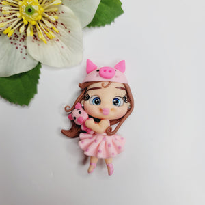 Lily Piglet #327 Clay Doll for Bow-Center, Jewelry Charms, Accessories, and More