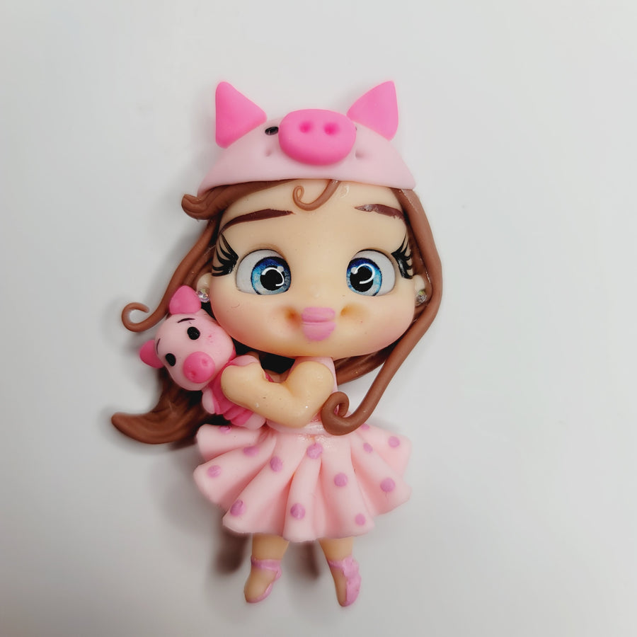 Lily Piglet #327 Clay Doll for Bow-Center, Jewelry Charms, Accessories, and More