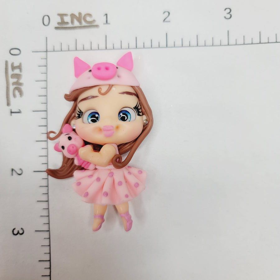 Lily Piglet #327 Clay Doll for Bow-Center, Jewelry Charms, Accessories, and More