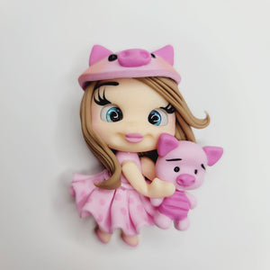 Lily Piglet 2 #326 Clay Doll for Bow-Center, Jewelry Charms, Accessories, and More