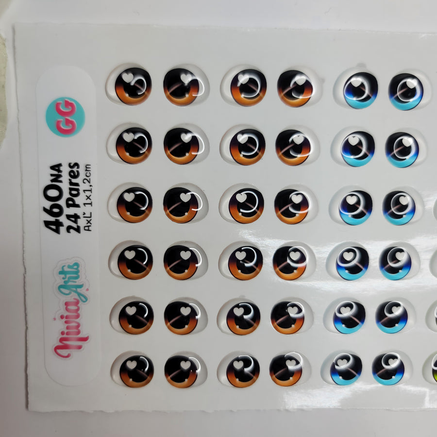 Adhesive Resin Eyes for Clays Multicolor KKA 460NA - 24 Pairs(GG) (X-Large)