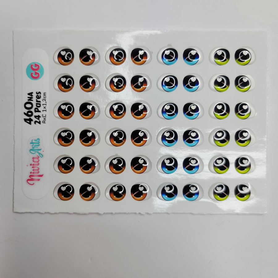 Adhesive Resin Eyes for Clays Multicolor KKA 460NA - 24 Pairs(GG) (X-Large)