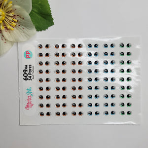 Adhesive Resin Eyes for Clays Multicolor KKA 609NA - 54 Pairs(PP) (X-Small)