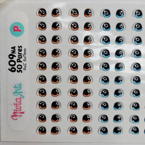 Adhesive Resin Eyes for Clays Multicolor KKA 609NA - 50 Pairs(P) (Small)