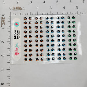 Adhesive Resin Eyes for Clays Multicolor KKA 609NA - 50 Pairs(P) (Small)