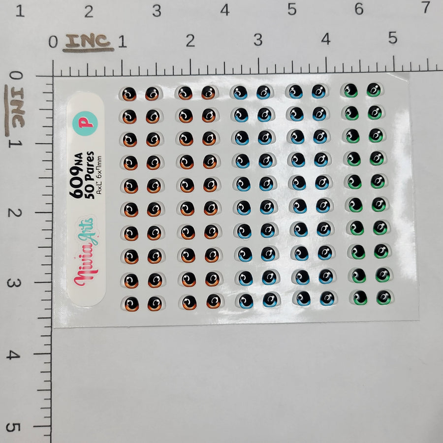 Adhesive Resin Eyes for Clays Multicolor KKA 609NA - 50 Pairs(P) (Small)