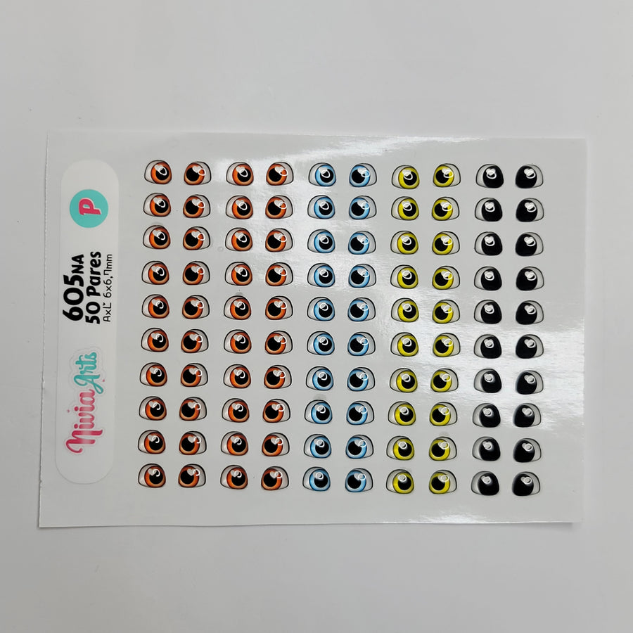 Adhesive Resin Eyes for Clays Multicolor KKA 605NA - 50 Pairs(P) (Small)