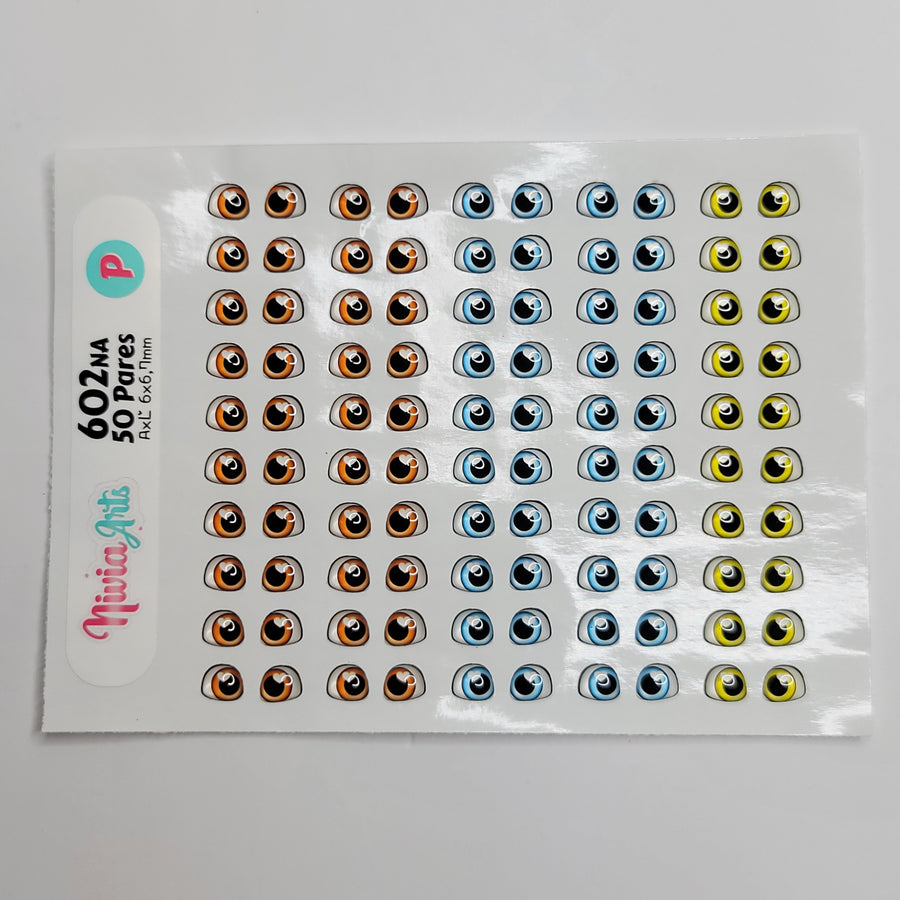 Adhesive Resin Eyes for Clays Multicolor KKA 602NA - 50 Pairs(P) (Small)