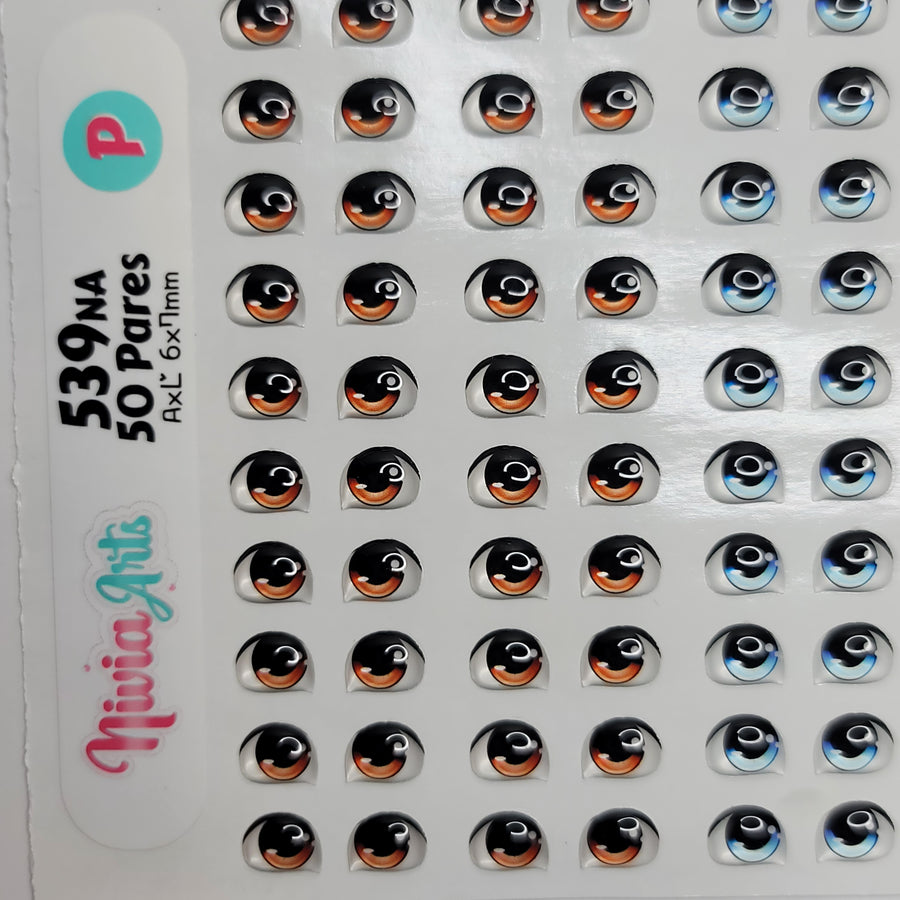 Adhesive Resin Eyes for Clays Multicolor KKA 539NA - 50 Pairs(P) (Small)