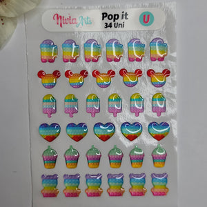 Adhesive Resin Pop It Sticker for Clays Multicolor  34UN - 1.5 cm