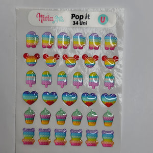 Adhesive Resin Pop It Sticker for Clays Multicolor  34UN - 1.5 cm