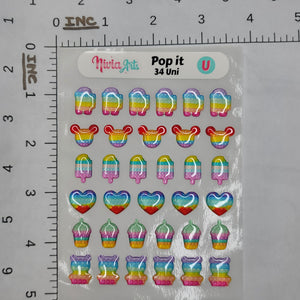 Adhesive Resin Pop It Sticker for Clays Multicolor  34UN - 1.5 cm