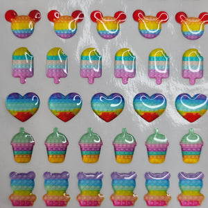 Adhesive Resin Pop It Sticker for Clays Multicolor  34UN - 1.5 cm