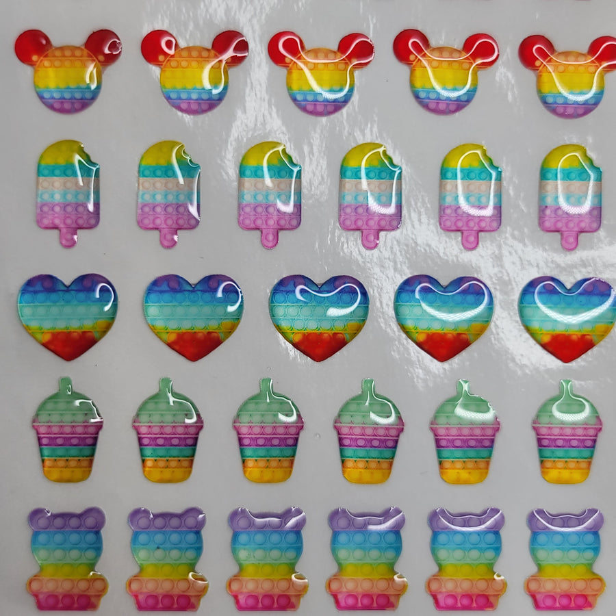 Adhesive Resin Pop It Sticker for Clays Multicolor  34UN - 1.5 cm