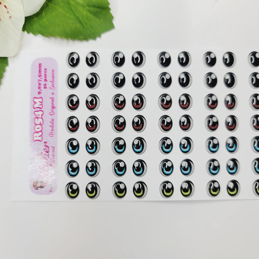 Adhesive Resin Eyes for Clays Multicolor STY R054 M (MED) 56Pairs