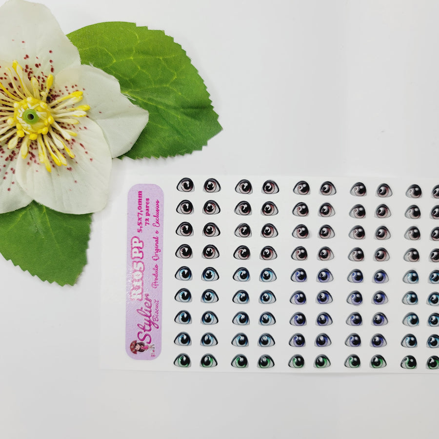 Adhesive Resin Eyes for Clays Multicolor STY R105 PP (X-SM) 72Pairs