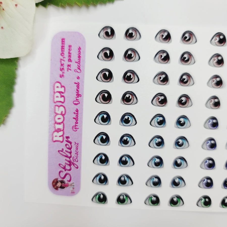 Adhesive Resin Eyes for Clays Multicolor STY R105 PP (X-SM) 72Pairs