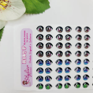 Adhesive Resin Eyes for Clays Multicolor STY R107 P (SM) 64Pairs