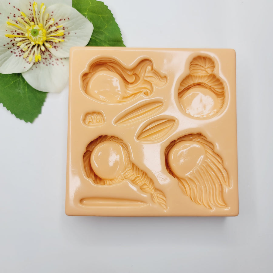 MD #77 Hair Styles 5  Silicone Mold