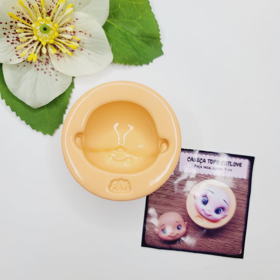 MD #84 Cute Love Cake top head with mouth Silicone Mold