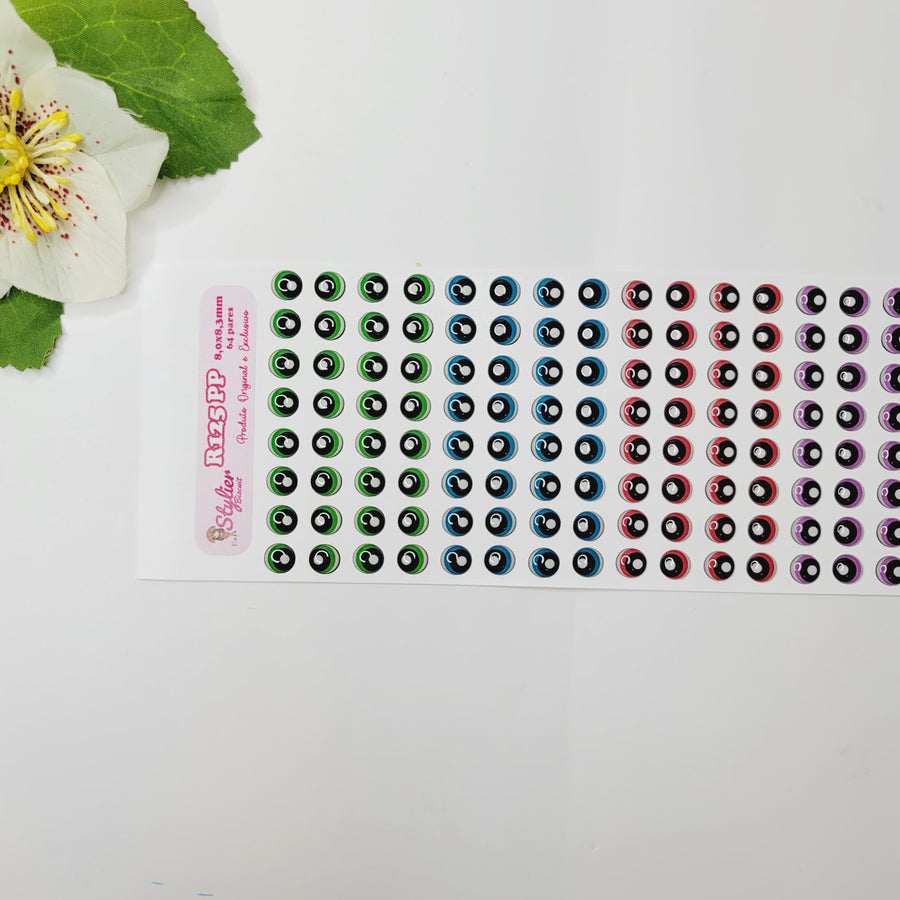 Adhesive Resin Eyes for Clays Multicolor R125 PP (X-SM) 64 Pairs