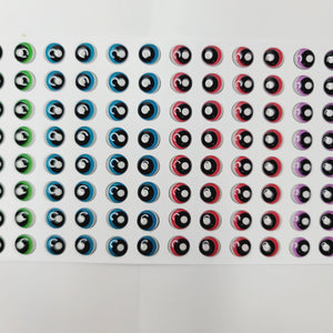 Adhesive Resin Eyes for Clays Multicolor R125 PP (X-SM) 64 Pairs