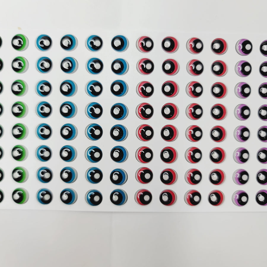Adhesive Resin Eyes for Clays Multicolor R125 PP (X-SM) 64 Pairs