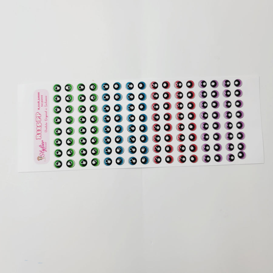 Adhesive Resin Eyes for Clays Multicolor R125 PP (X-SM) 64 Pairs