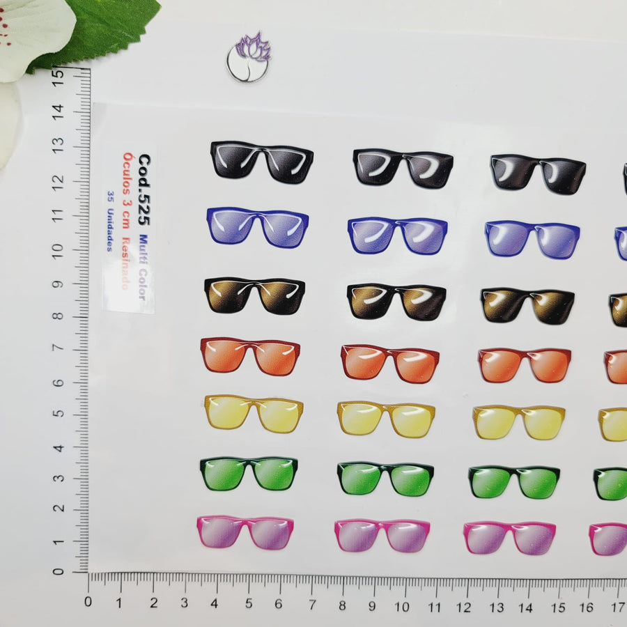 Adhesive Resin SunGlasses for Clays MNC 525 Tradicional 3cm 35 Units (Multicolor)