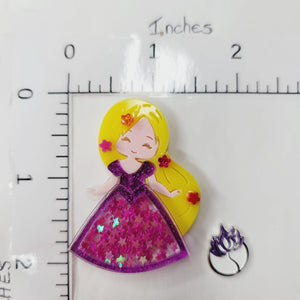 Rapunzel Glitter Double Acrylic Apliques