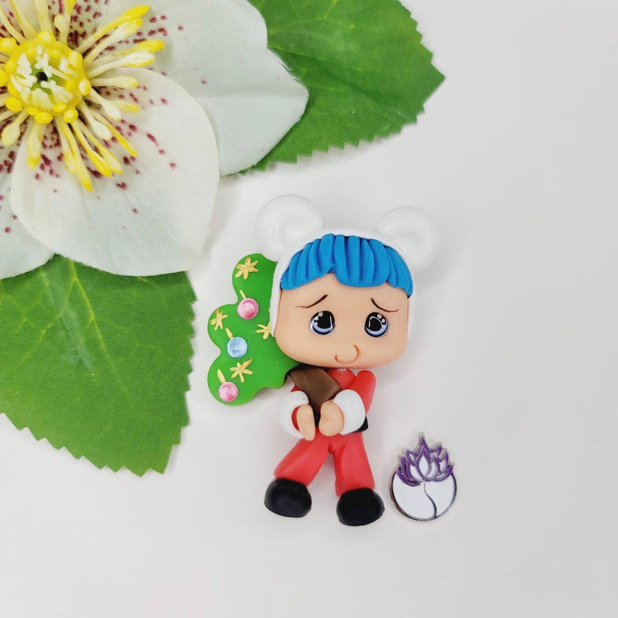 439 Oliver Xmas Clay Doll for Bow-Center, Jewelry Charms, Accessories, and More
