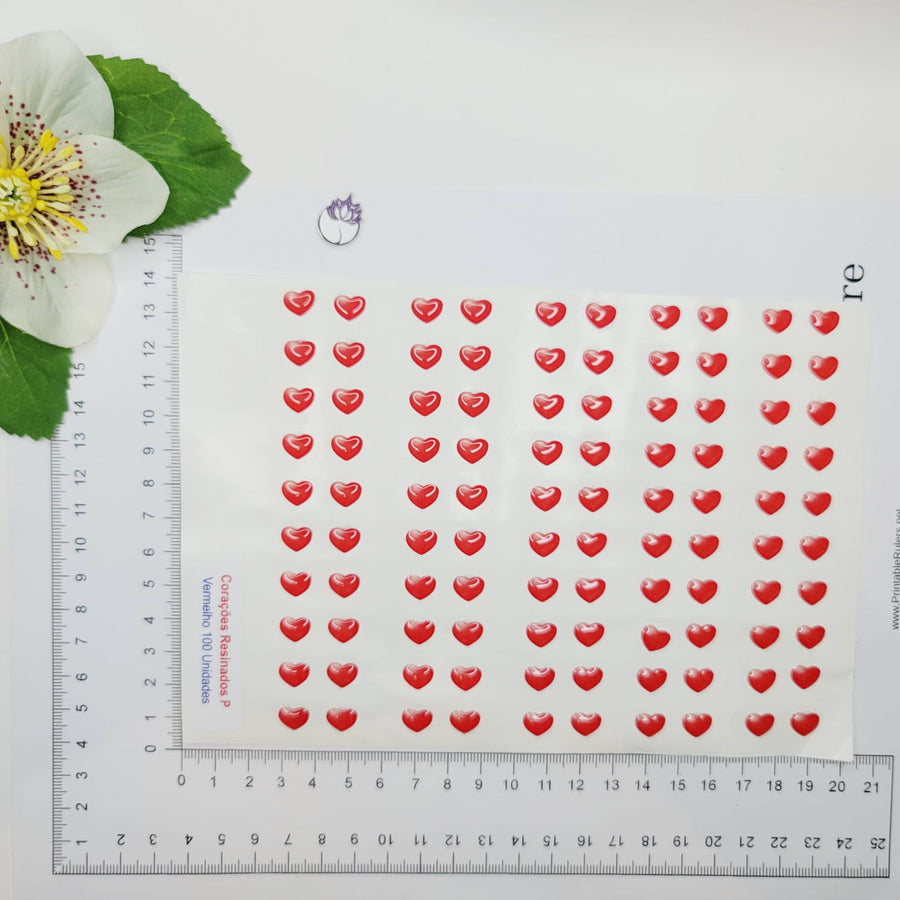 Adhesive Resin Red Hearts (P) MNC 100 Units