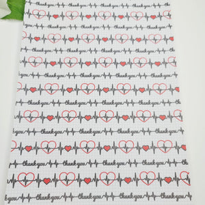 Heartbeat - EKG Thank You Heartbeat Faux Leather Printed Vinyl Sheet