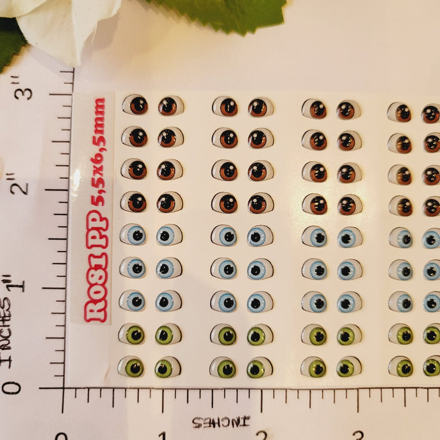 Adhesive Resin Eyes for Clays Multicolor STY R081 (X-SM - PP) 72Pairs