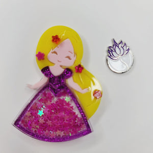 Rapunzel Glitter Double Acrylic Apliques